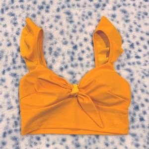 Yellow Front Knot Crop Top
